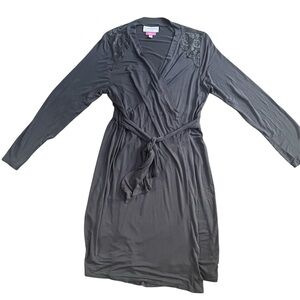 Jessica Simpson Nursing Robe Size Large Gray Lace Trim